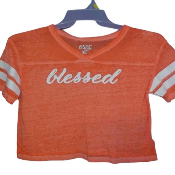 Almost Famous Tops - Neon orange burnout thin crop top